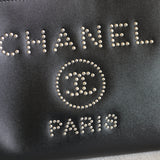Chanel Black Caviar Large Deauville Tote with Silver Hardware