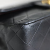 Vintage Chanel Black Lambskin Small Classic Flap with 24k Gold Hardware