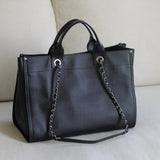 Chanel Black Caviar Large Deauville Tote with Silver Hardware