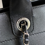 Chanel Black Caviar Large Deauville Tote with Silver Hardware