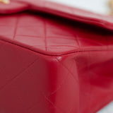 Vintage Chanel Red Lambskin Small Classic Flap with 24k Gold Hardware