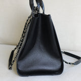 Chanel Black Caviar Large Deauville Tote with Silver Hardware