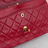 Vintage Chanel Red Lambskin Small Classic Flap with 24k Gold Hardware