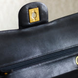 Vintage Chanel Black Lambskin Small Classic Flap with 24k Gold Hardware