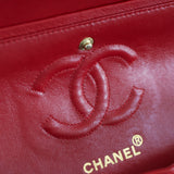 Vintage Chanel Red Lambskin Small Classic Flap with 24k Gold Hardware