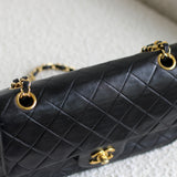 Vintage Chanel Black Lambskin Small Classic Flap with 24k Gold Hardware