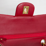 Vintage Chanel Red Lambskin Small Classic Flap with 24k Gold Hardware