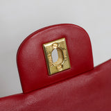 Vintage Chanel Red Lambskin Small Classic Flap with 24k Gold Hardware
