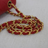 Vintage Chanel Red Lambskin Small Classic Flap with 24k Gold Hardware