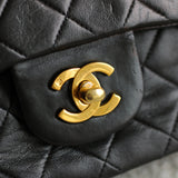 Vintage Chanel Black Lambskin Small Classic Flap with 24k Gold Hardware