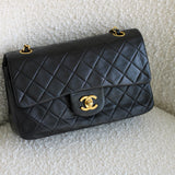 Vintage Chanel Black Lambskin Small Classic Flap with 24k Gold Hardware