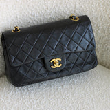 Vintage Chanel Black Lambskin Small Classic Flap with 24k Gold Hardware