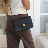 Vintage Chanel Black Caviar Vertical Flap with 24k Gold Hardware