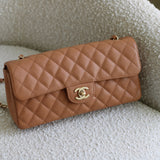 Vintage Chanel Dark Beige Caviar East West Flap with 24k Gold Hardware
