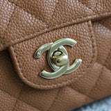 Vintage Chanel Dark Beige Caviar East West Flap with 24k Gold Hardware