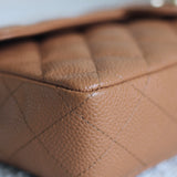Vintage Chanel Dark Beige Caviar East West Flap with 24k Gold Hardware