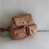 Chanel Caramel Caviar Small Duma Backpack with Light Gold Hardware