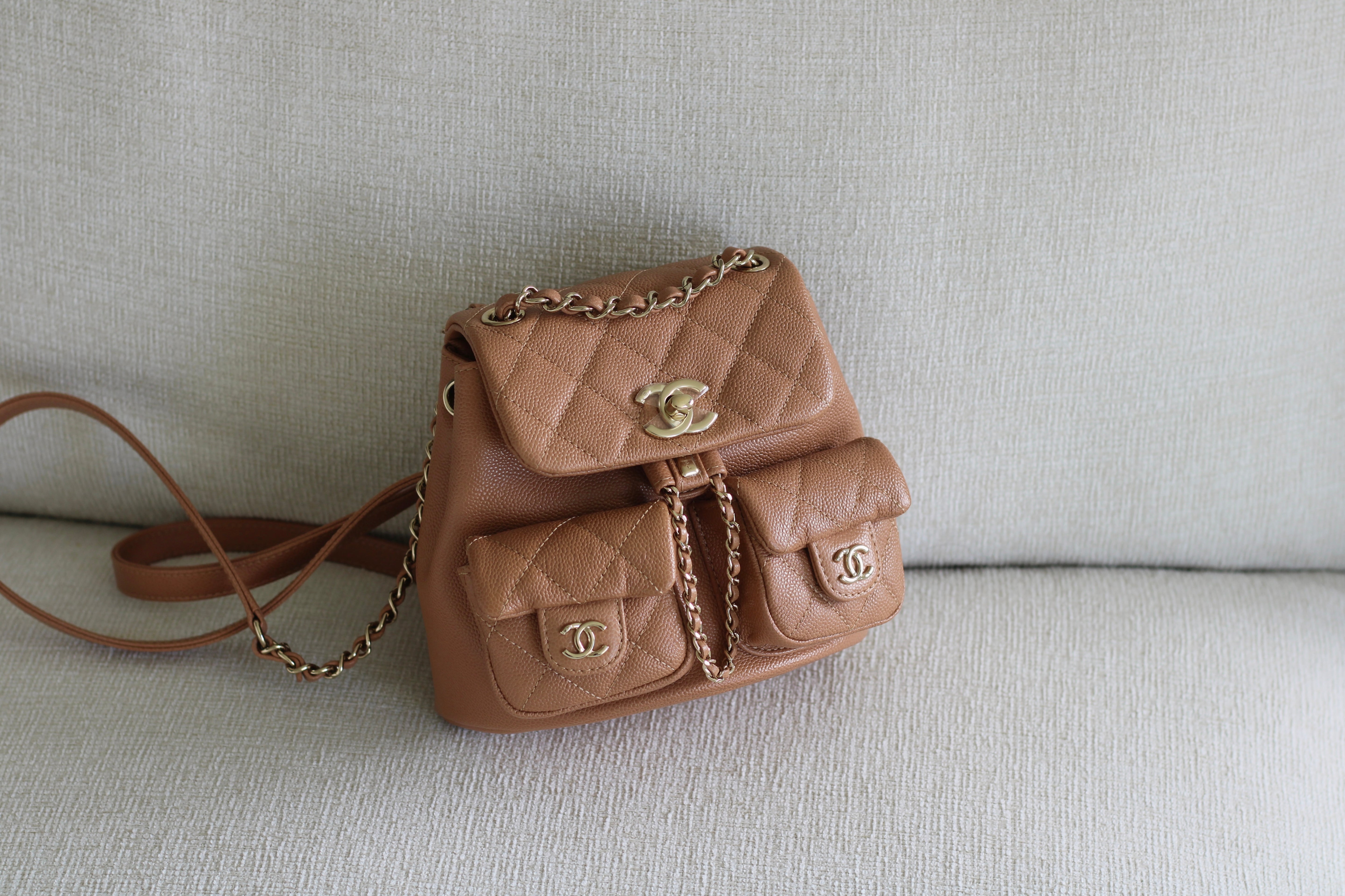chanel caviar leather backpack Chanel Caramel Caviar Small Duma Backpack with Light Gold Hardware