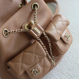 Chanel Caramel Caviar Small Duma Backpack with Light Gold Hardware