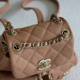Chanel Caramel Caviar Small Duma Backpack with Light Gold Hardware