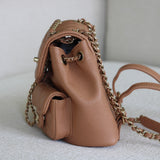 Chanel Caramel Caviar Small Duma Backpack with Light Gold Hardware