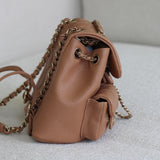Chanel Caramel Caviar Small Duma Backpack with Light Gold Hardware