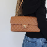 Vintage Chanel Dark Beige Caviar East West Flap with 24k Gold Hardware