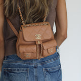 Chanel Caramel Caviar Small Duma Backpack with Light Gold Hardware