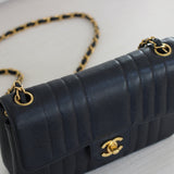 Vintage Chanel Black Caviar Vertical Flap with 24k Gold Hardware