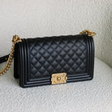 Chanel Black Caviar Medium Boy with Aged Gold Hardware