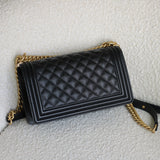 Chanel Black Caviar Medium Boy with Aged Gold Hardware