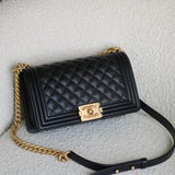Chanel Black Caviar Medium Boy with Aged Gold Hardware