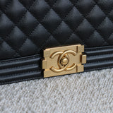 Chanel Black Caviar Medium Boy with Aged Gold Hardware