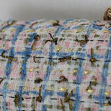 Chanel Pink/Blue Tweed Mini Rectangle with Light Gold Hardware