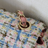Chanel Pink/Blue Tweed Mini Rectangle with Light Gold Hardware
