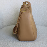 Vintage Chanel Dark Beige Caviar Shoulder Bag with 24k Gold Hardware