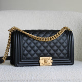 Chanel Black Caviar Medium Boy with Aged Gold Hardware