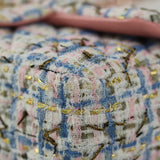 Chanel Pink/Blue Tweed Mini Rectangle with Light Gold Hardware