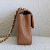 Vintage Chanel Dark Beige Caviar East West Flap with 24k Gold Hardware