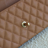 Vintage Chanel Dark Beige Caviar East West Flap with 24k Gold Hardware