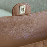 Vintage Chanel Dark Beige Caviar East West Flap with 24k Gold Hardware