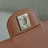 Vintage Chanel Dark Beige Caviar East West Flap with 24k Gold Hardware