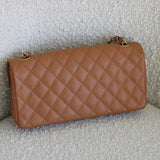 Vintage Chanel Dark Beige Caviar East West Flap with 24k Gold Hardware