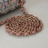 Chanel Pink/Blue Tweed Mini Rectangle with Light Gold Hardware