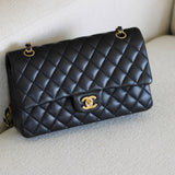 Chanel Black Lambskin Medium Classic Flap with Gold Hardware