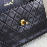 Vintage Chanel Black Lambskin Flap with 24k Gold Hardware