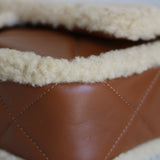 Chanel 24K Brown Lambskin Shearling Medium Flap with Aged Gold Hardware