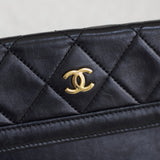 Vintage Chanel Black Lambskin Flap with 24k Gold Hardware