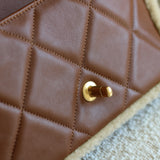 Chanel 24K Brown Lambskin Shearling Medium Flap with Aged Gold Hardware