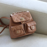 Chanel Caramel Caviar Mini Duma Backpack with Light Gold Hardware